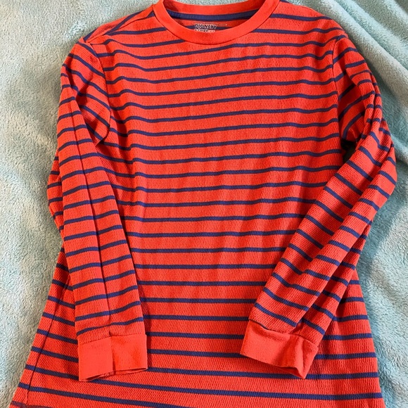 Orange blue striped long sleeve pullover boys XL - Picture 1 of 3